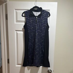 Sleeveless Black and Blue Patterned golf Dress
